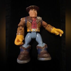 Fisher Price Cowboy Action Figure with Brown and Blue Outfit